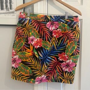 Rafaella Black Tropical Floral Mini Skirt